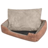 WOWONA Hundebett mit Kissen PU Kunstleder Gr??e XL Beige