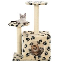 vidaXL Katzen-Kratzbaum Sisal 60 cm Beige Pfoten-Aufdruck