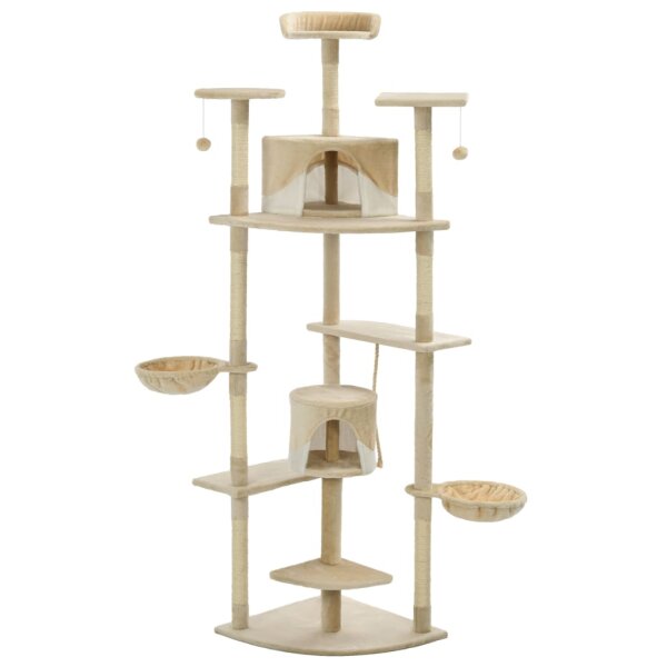 vidaXL Katzen-Kratzbaum Sisal 203 cm Beige und Wei&szlig;