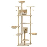 vidaXL Katzen-Kratzbaum Sisal 203 cm Beige und Wei&szlig;