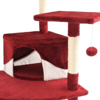 vidaXL Katzen-Kratzbaum mit Sisal-Kratzs&auml;ulen 203 cm Rot und Wei&szlig;