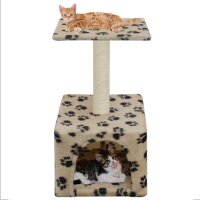 vidaXL Katzen-Kratzbaum Sisal 55 cm Beige Pfoten-Aufdruck