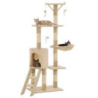 vidaXL Katzen-Kratzbaum mit Sisal-S&auml;ulen 138 cm Beige