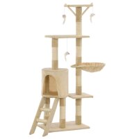 vidaXL Katzen-Kratzbaum mit Sisal-S&auml;ulen 138 cm Beige