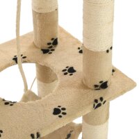 vidaXL Katzen-Kratzbaum Sisal 140 cm Beige Pfoten-Aufdruck