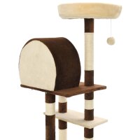 WOWONA Katzen-Kratzbaum mit Sisal-Kratzs?ulen 127 cm Beige und Braun