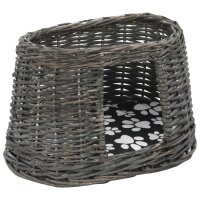 vidaXL 3-tlg. Katzenkorb-Set mit Kissen Grau 47x34x60 cm Natur Weide