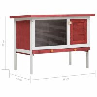 vidaXL Kaninchenstall 1 Ebene Rot Holz