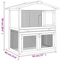 vidaXL Kaninchenstall 3 T&uuml;ren Rot Holz