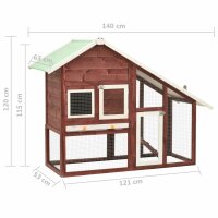 vidaXL Kaninchenstall Mokka und Wei&szlig; 140x63x120 cm Tanne Massivholz