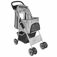 vidaXL Haustier-Buggy Hund/Katze Klappbarer Reisewagen Grau