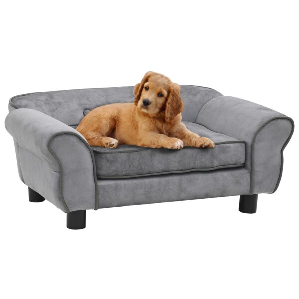 vidaXL Hundesofa Grau 72x45x30 cm Pl&uuml;sch