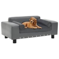 WOWONA Hundesofa Grau 81x43x31 cm Plüsch und Kunstleder