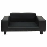 WOWONA Hundesofa Schwarz 81x43x31 cm Pl&uuml;sch und Kunstleder