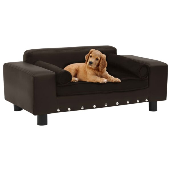 vidaXL Hundesofa Braun 81x43x31 cm Pl&uuml;sch und Kunstleder