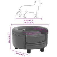 vidaXL Hundesofa Grau 48x48x32 cm Pl&uuml;sch und Kunstleder