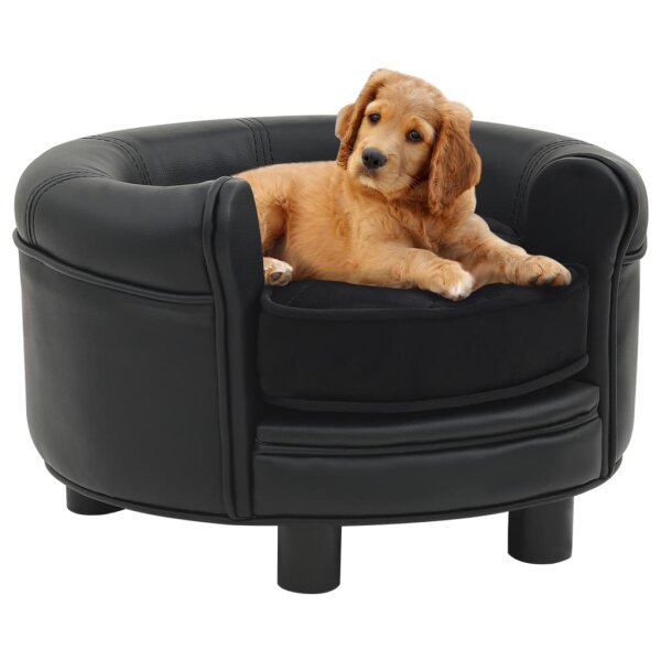 vidaXL Hundesofa Schwarz 48x48x32 cm Pl&uuml;sch und Kunstleder