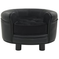 vidaXL Hundesofa Schwarz 48x48x32 cm Pl&uuml;sch und Kunstleder