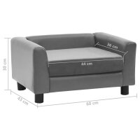 vidaXL Hundesofa Grau 60x43x30 cm Pl&uuml;sch und Kunstleder