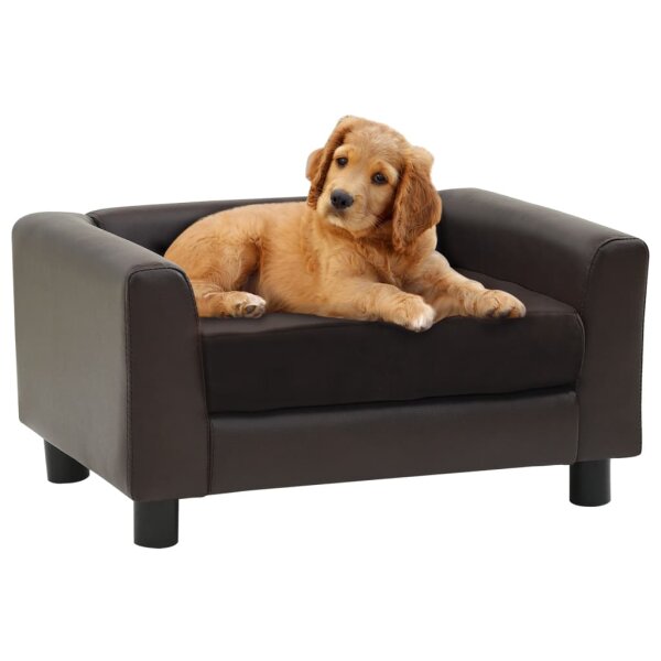 vidaXL Hundesofa Braun 60x43x30 cm Pl&uuml;sch und Kunstleder