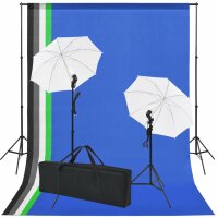 vidaXL Fotostudio-Set: 5 Bunte Hintergr&uuml;nde &amp; 2 Schirme