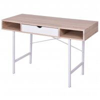 vidaXL Schreibtisch mit 1 Schublade Eiche und Weiß