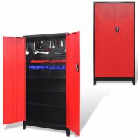 vidaXL Werkzeugschrank mit 2 T&uuml;ren Stahl 90x40x180 cm Schwarz/Rot