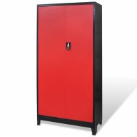 vidaXL Werkzeugschrank mit 2 T&uuml;ren Stahl 90x40x180 cm Schwarz/Rot