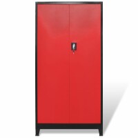 vidaXL Werkzeugschrank mit 2 T&uuml;ren Stahl 90x40x180 cm Schwarz/Rot