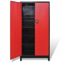 vidaXL Werkzeugschrank mit 2 T&uuml;ren Stahl 90x40x180 cm Schwarz/Rot