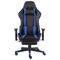 vidaXL Gaming-Stuhl mit Fußstütze Drehbar Blau PVC