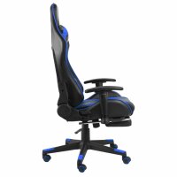 vidaXL Gaming-Stuhl mit Fußstütze Drehbar Blau PVC