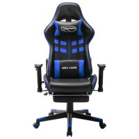 vidaXL Gaming-Stuhl mit Fußstütze Schwarz und Blau Kunstleder