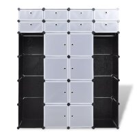 vidaXL Modularer Schrank mit 18 F&auml;chern schwarz/wei&szlig; 37x146x180,5cm