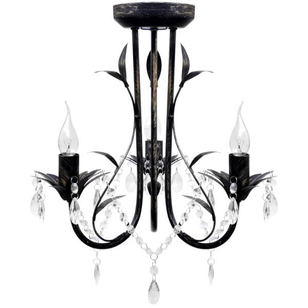 Decknlampe Art Novau mit Kristallperlen 3 x E14