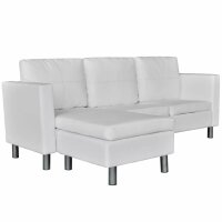 vidaXL L-förmiges Sofa 3-Sitzer Kunstleder Weiß