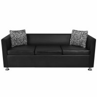 vidaXL 3-Sitzer-Sofa Kunstleder Schwarz