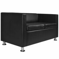 vidaXL 2-Sitzer-Sofa Kunstleder Schwarz