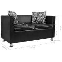 vidaXL 2-Sitzer-Sofa Kunstleder Schwarz