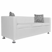 vidaXL 3-Sitzer-Sofa Kunstleder Wei&szlig;