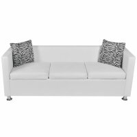 vidaXL 3-Sitzer-Sofa Kunstleder Wei&szlig;