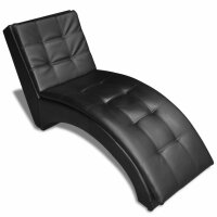 vidaXL Chaiselongue mit Kissen Schwarz Kunstleder