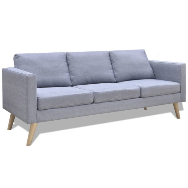 vidaXL Sofa 3-Sitzer Stoff Hellgrau