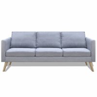 vidaXL Sofa 3-Sitzer Stoff Hellgrau