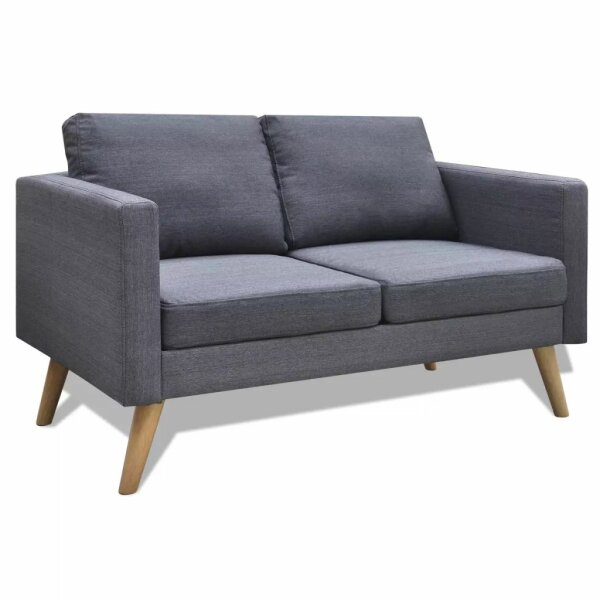 vidaXL Sofa 2-Sitzer Stoff Dunkelgrau