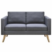 vidaXL Sofa 2-Sitzer Stoff Dunkelgrau