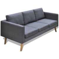 vidaXL Sofa 3-Sitzer Stoff Dunkelgrau