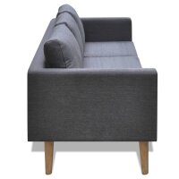 vidaXL Sofa 3-Sitzer Stoff Dunkelgrau