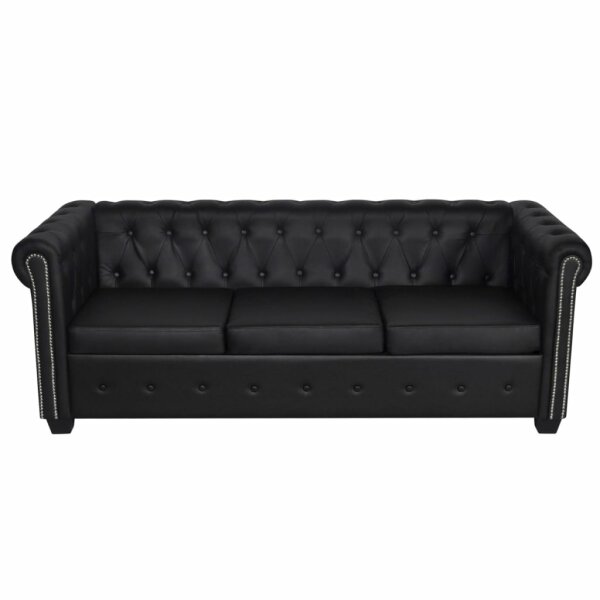 vidaXL Chesterfield-Sofa 3-Sitzer Kunstleder Schwarz