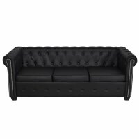 vidaXL Chesterfield-Sofa 3-Sitzer Kunstleder Schwarz